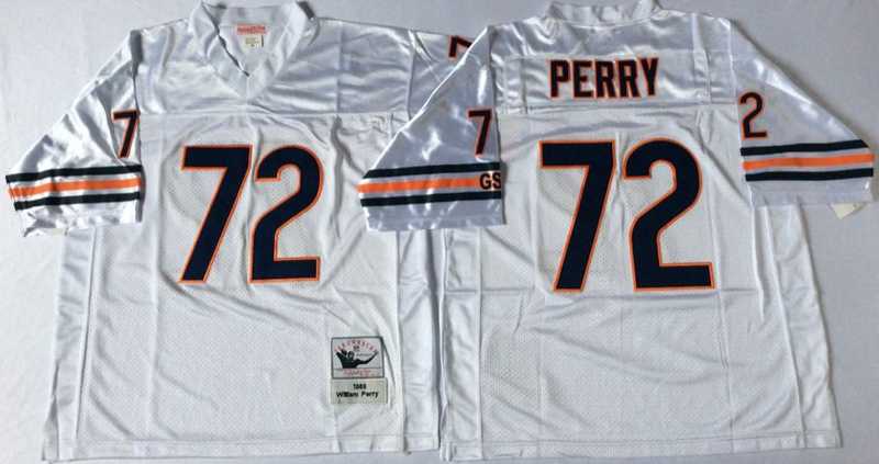 Bears 72 William Perry White M&N Road Throwback Jersey->nfl m&n throwback->NFL Jersey